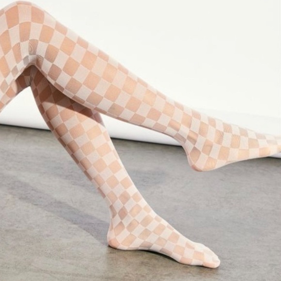 Free People Accessories - Free People Encore Checkered Tights in Pink